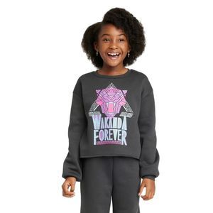 Girls Black Panther Wakanda Forever Dreamy Fleece Sweatshirt Black Size S